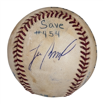 1995 Lee Smith Game Used/Signed Career Save #454 Baseball Used on 07/03/95 (Smith LOA)